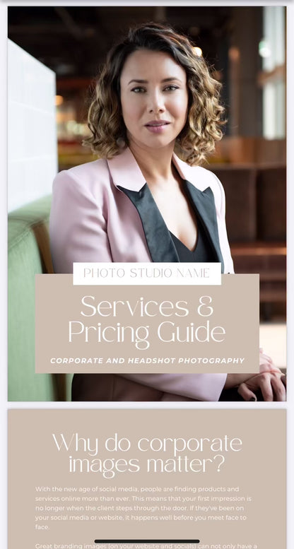 Corporate and Headshot Photography - Services & Pricing Guide